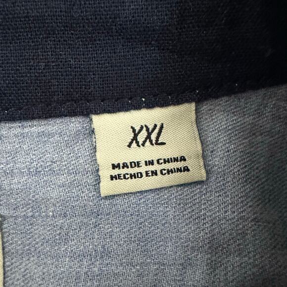 Men's Seapointe Navy Tan Tropical Hawaiian Cotton Short Sleeve Button Up Sz XXL - Picture 6 of 9